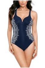 Miraclesuit Women's Slimming Temptress One Piece Midnight Blue/White