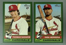 2- 2025 Topps Heritage Thomas Saggese Rookie RC, Ivan Herrera Green Border
