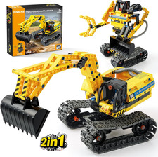 2-in-1 STEM Excavator Robot Building Blocks Set, 344pc