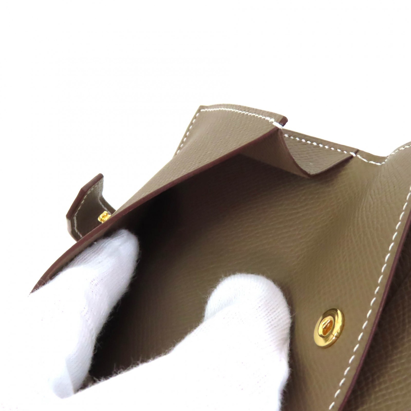 HERMES Card Case Bearn Mini H logo Metal mini wallet with coin case Epsom Women thumbnail 6