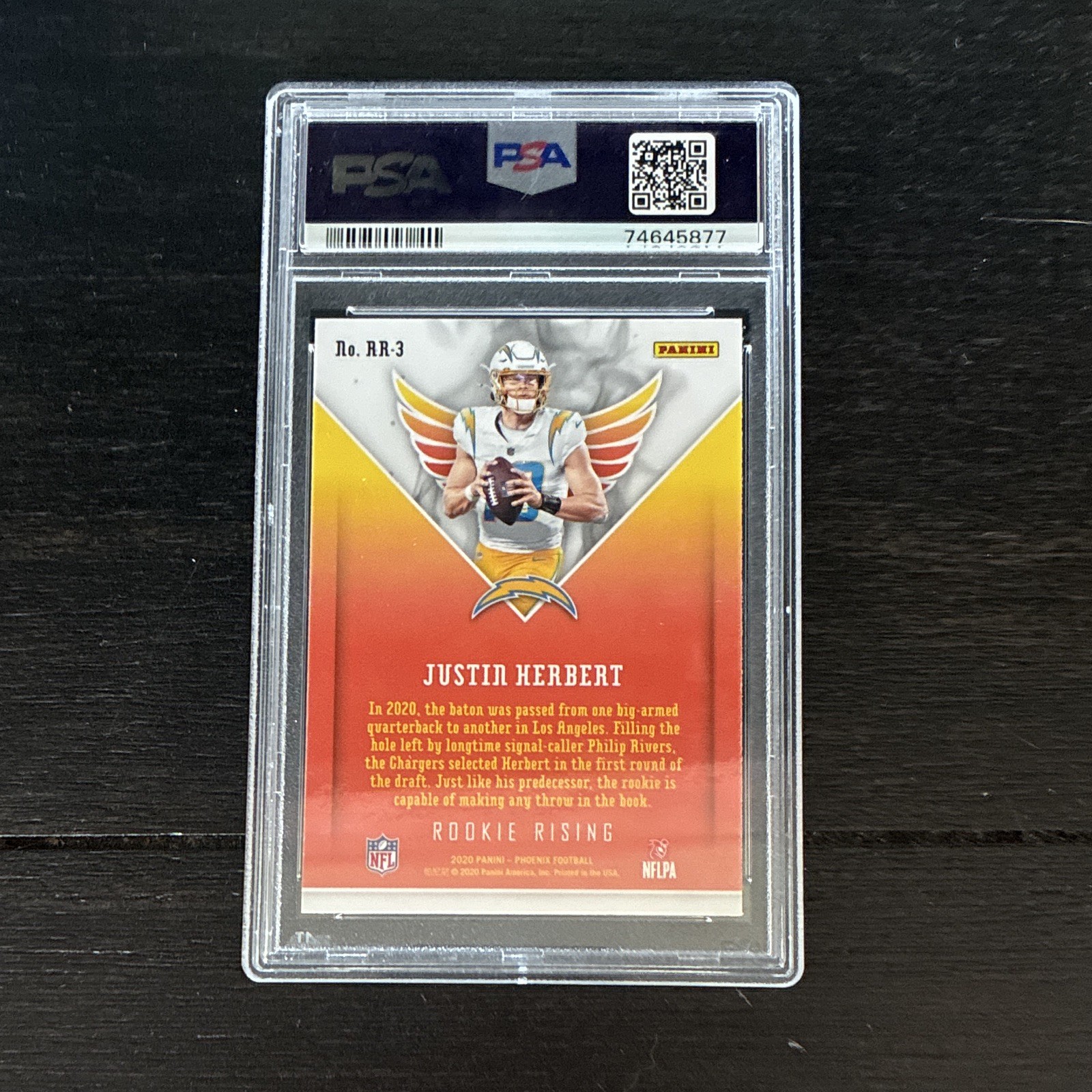 Panini 2020 Phoenix Justin Herbert Rookie Rising RC PSA 10 #RR-3 Chargers view 2