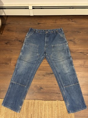 Carhartt Men s Blue Denim Double Knee Logger work pants Size 42x34 B07 DNM