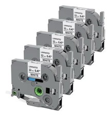5 Pack Labelife White Laminated Label Tape 12mm x .47" for Brother P Touch D400