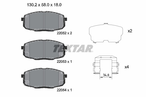 1X Textar 2205203 Bremsbelagsatz Scheibenbremse FüR Hyundai-image