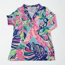 Lilly Pulitzer Tunic Top Womens M Floral Print Rayon Blend Blouse Colorful