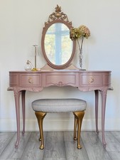 French Romantic Olympus Dressing Table, Hand Painted In Dusty Pink From Fusion
