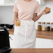 White Long Apron Bright Color Maid Dress Costume for Chef Waitress Kitchen