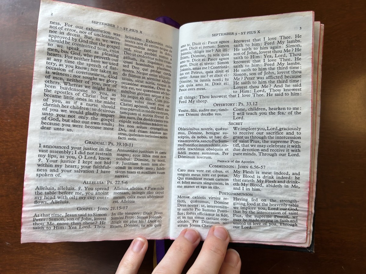 1945 St Andrew Daily Missal (RED Edges) by Dom Lefebvre, Latin 