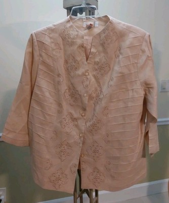 LINO USA Womens Blouse Sz 2X  % Lino Embroidered Design 