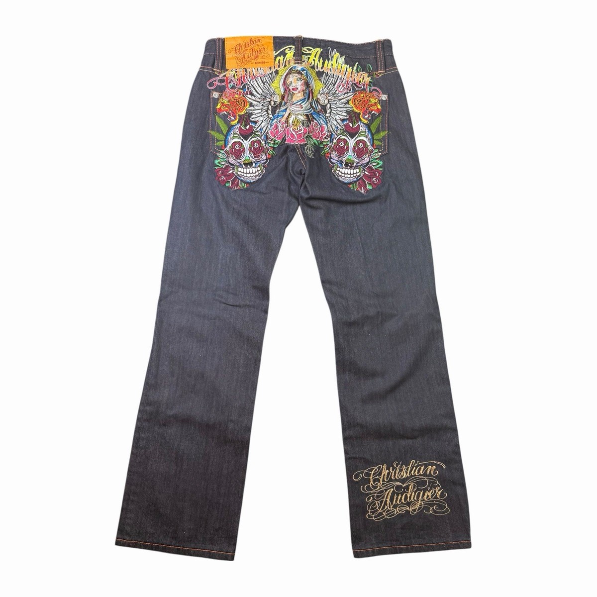 Vintage Archival Ed Hardy x Christian Audigier Embroidered Denim