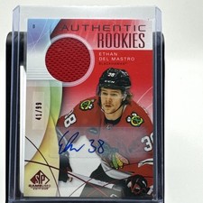 ETHAN DEL MASTRO 2024-25 SP GAME USED AUTHENTIC ROOKIES RED JERSEY PATCH /99