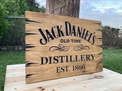 Jack Daniel s Distillery Sign Carved Wood Whiskey Bar Cigar Lounge Antique Look