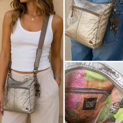 The Sak Metallic Leather Crossbody Bag | Boho Y2K Festival Chic - Image 1 of 4