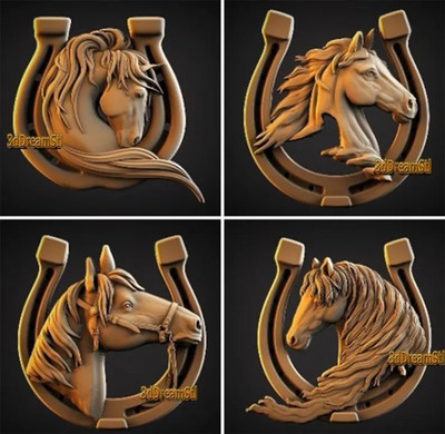 Horseshoe with Horse STL Model, CNC Router Engraver, Artcam, Aspire, Wood, Wall