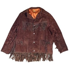 60s vintage brown suede fringe jacket Western wear Genuine Suede Size 40/ Medium