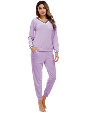 Track Suits for , Ladies V Neck Long Sleeve Crushed Velvet Tops Casual Sweats...