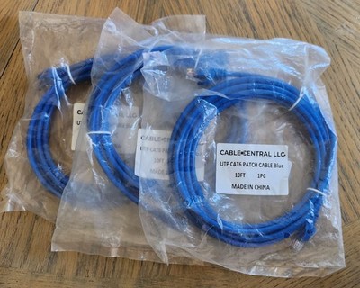[3pack!!!]  Cable Central LLC Blue Cat6 Ethernet Patch Network Cable 10 Ft