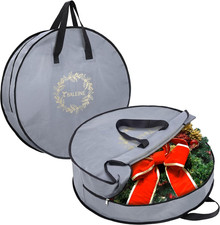 2 Pack Wreath Storage Container, Christmas Wreath Storage Bag with Reinforced