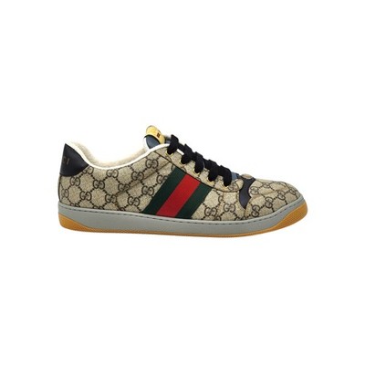 Gucci Screener GG Supreme Web Low Top Sneakers Beige Ebony EU 45 US 12 - NWB