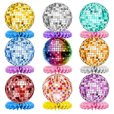 9er Set Deko Kugel Disco Tisch Geburtstag, Disco Zentren Wabe...