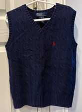 Boy's Polo By Ralph Lauren Navy Blue Vest, Size 6