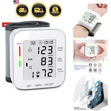 Wrist Blood Pressure Monitor Large LCD Display BP Machine Adjustable Cuff 5.3...