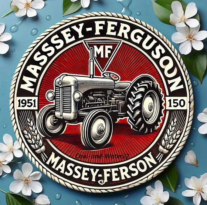 Artículo de Coleccionista, Placa/Letrero de Pared de Aluminio Redondo para Tractor Massey Ferguson Foto 4 de 4