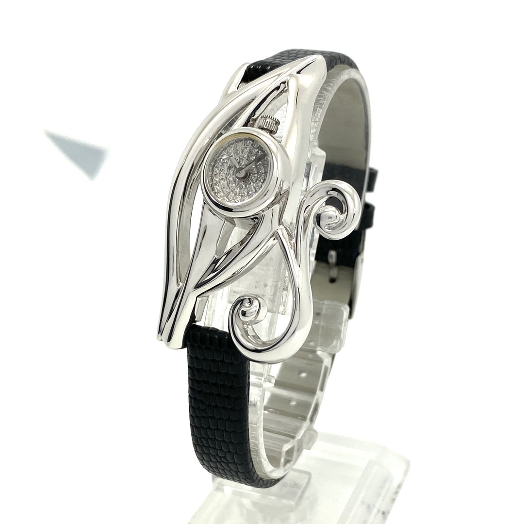 Wristwatch Ladies The Nishiogi Ujat Eye Quartz Silver Diamond 2 Hands Leather S image 2