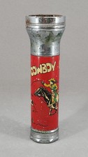 Vintage 1955 BMG Bridgeport Metal Goods "Cowboy Flash" Tin Flashlight