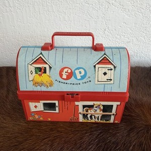 Vintage 1962 Fischer Price Kids Lunch Box & Thermos 