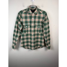 Drakes Somerset England Green Plaid Flannel Button Down Slub Small