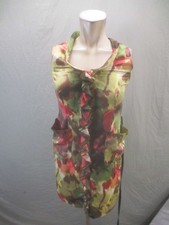 Vera Wang Size 2 Women Multicolor Floral Ruffle Belted Pockets Bodycon Dress 448