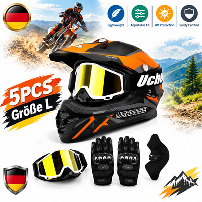 Integralhelm Vollvisier-Helm Motorradhelm L ABS Orange-Schwarz Komplettset Helm
