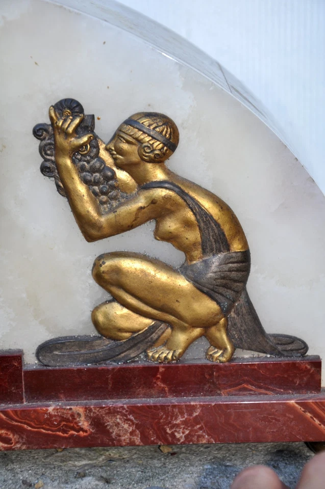 Authentique Garniture de cheminée Art déco ,marbre et bronze ,années 30 - Photo 4/4