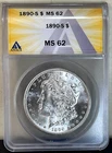 1890 S Morgan SILVER Dollar $1 ANACS MS62 - Proof Like Details!