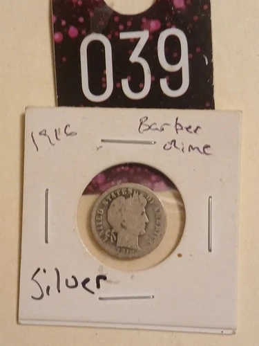 1916 Barber Dime Silver Good