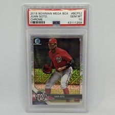 2018 Bowman Mega Box Chrome Juan Soto #BCP52 PSA GEM MT 10 Nationals ￼