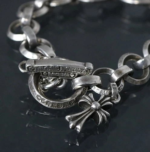 Chrome Hearts O-Ring Bracelet Baby Foot Cross Silver SV925 - Picture 3 of 4