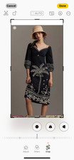 Farm rio for anthropology, black tropical dress , great for vacation ! Lined ! 