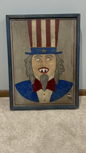 Uncle Sam Musical Wind Up Folk Art Rolling Eyes Hanging Wall Art OOAK Very Rare - Picture 16 of 20