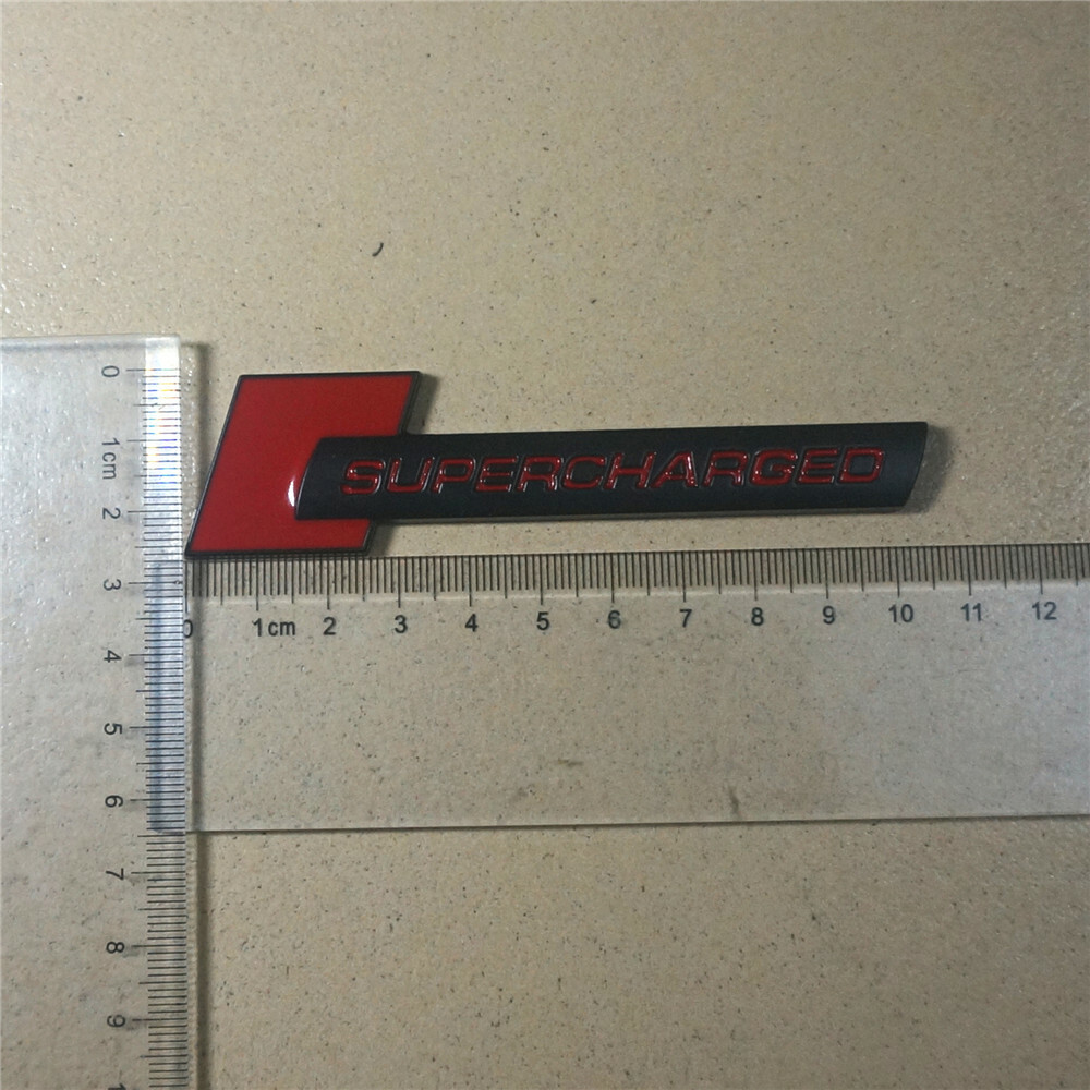 3D Metal 'Supercharged' Emblem Badge – Red Interior Accent Sticker By LuckyBadge