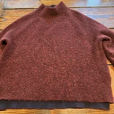Theory Fuzzy Cranberry Wool Blend Pullover Sweater Ladies Small EUC