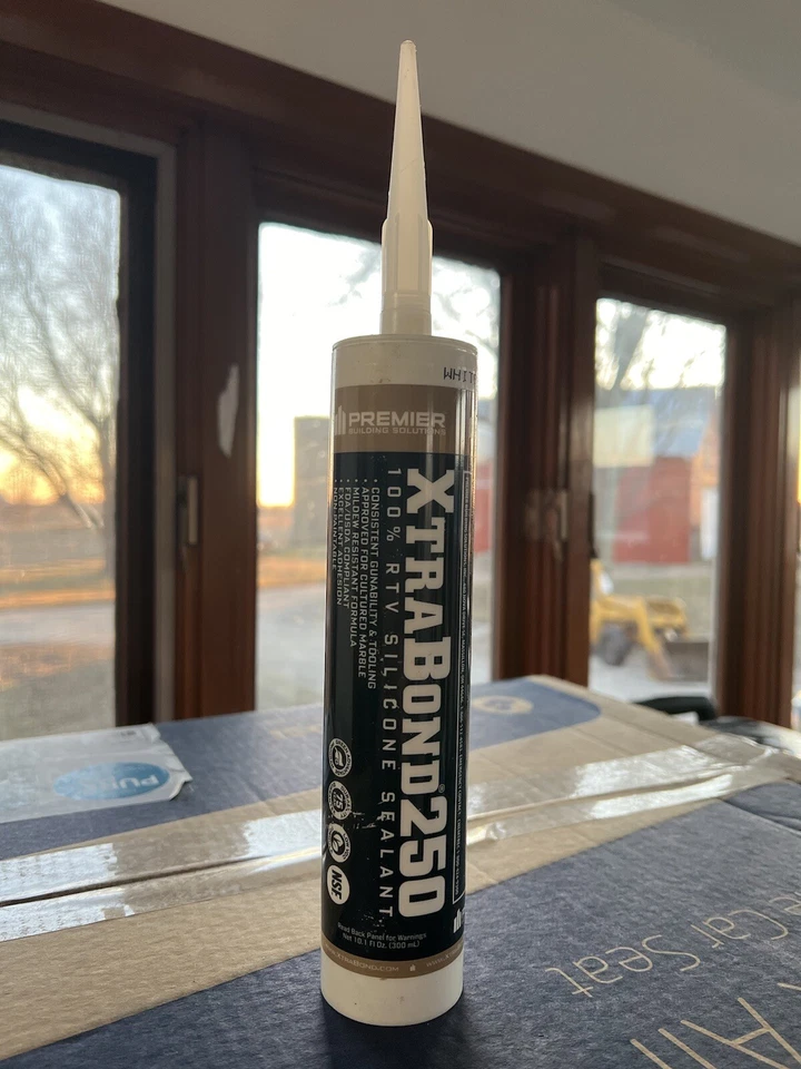 PREMIER BUILDING SOLUTIONS XtraBond 250 100% RTV Silicone Sealant Tube White 80 Available, BULK Packages