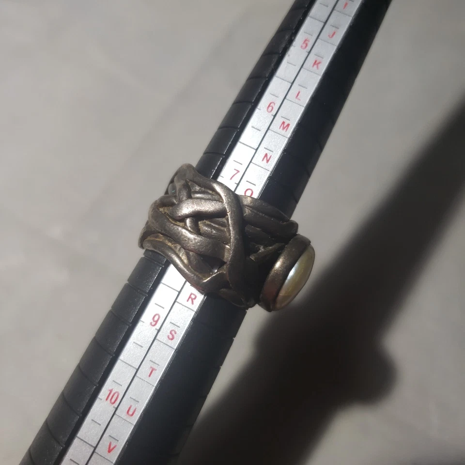 Silpada Sterling Silver Coin Pearl Mermaid Vine Thick Ring Size 8 - Image 4 of 4