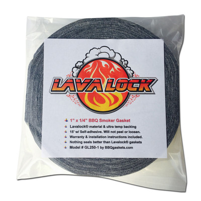 Grey Lavalock  Gasket High Temp BBQ Smoker Grill Self Stick 1'' x 1/4'' x 15'