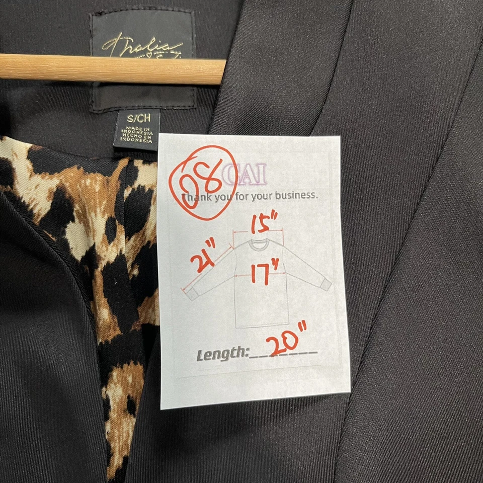 Tamanho S -Thalia Sodi. Cardigã feminino blazer preto estampa de animais stretch #3 - Imagem 3 de 4