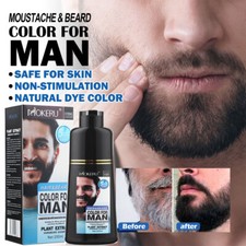 Permanent Beard Hair Dye Color Shampoo Men Natural Black Colour Cover Gray 200ml