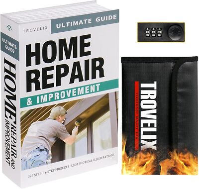 Book Safe with Combination Lock, Hidden (9.5 x 6.2 x Large, HOME REPAIR 