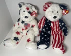 VINTAGE Ty Beanie Buddy 2 Pack Lot Spangle And Glory Bears 14” Red White Blue