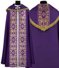 Purple Violet Gothic Cope with stole Vestment Capa pluvial Morada Piviale K005Ff